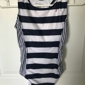 nautica one piece striped swim suit
